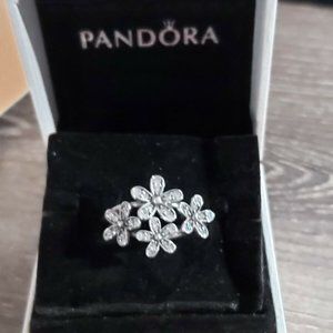 PANDORA Sterling Silver RETIRED DAZZLING DAISIES RING set -SIZE 7